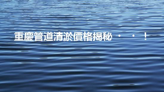 重慶管道清淤價格揭秘！為何有的清淤費用高昂，而有的卻便宜如菜市場？快來了解這背后的秘密！